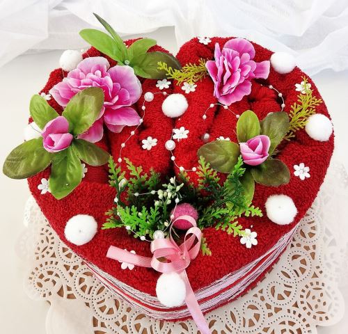 Veratex Textilní dort červené srdíčko