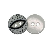 Knoflík bílý s černým nápisem prům. 12 mm Knoflík bílý s černým nápisem prům. 12 mm
