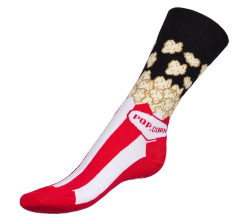 Ponožky Popcorn červená, bílá