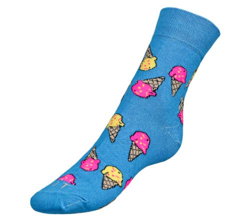 Ponožky Zmrzlina modrá, řlutá, růžová