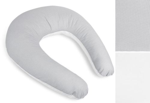 Povlak na kojicí polštář na zip kostička - šedá, bílá po obvodu 180 cm ( pouze povlak )