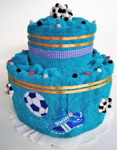 Veratex Textilní dort dvoupatrový vyšitá kopačka s míčem (možnost vyšít jméno/přezdívku doplatek 75Kč) 21 barev