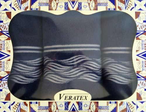 Luxusní dárkový froté set 1 osuška 2 ručníky - Vlnky tm.modré