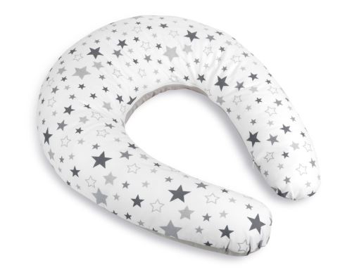 Kojicí polštář s povlakem na zip hvězdy - šedá, bílá po obvodu 180 cm