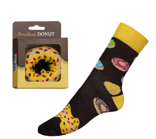 Ponožky Donut v dárkové balení černá, žlutá