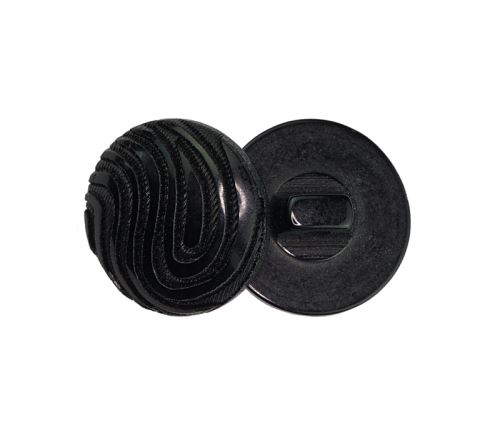 Knoflík černý se vzorem vlnek prům. 15 mm
