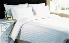 Damaškové povlečení - HOTELOVÝ  uzávěr  70x90 - 140x200 (proužek 2cm) bílé