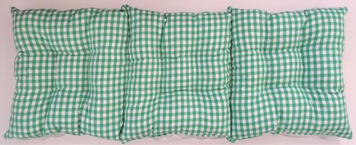 Sedák na lavici prošívaný 120 x 40 x 7,5cm tkaný kanafas zelené srdíčko