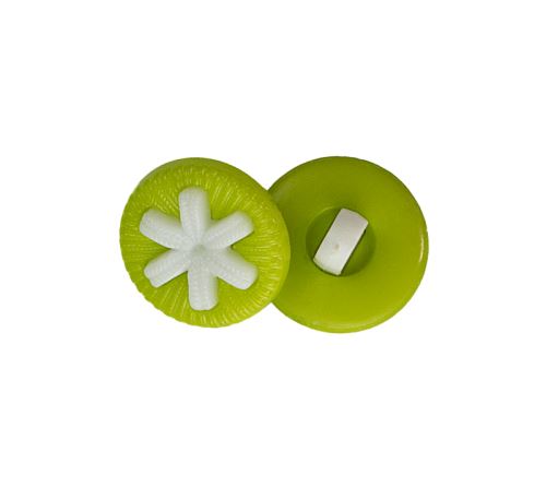 Knoflík zelená hvězdička prům. 14 mm