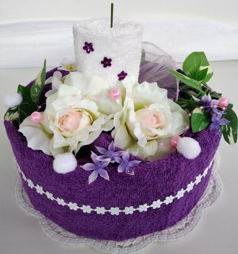 Veratex Textilní dort svícen fialovo/ bílý *