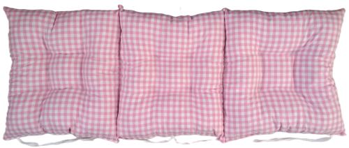 Sedák na lavici prošívaný 120 x 40 x 7,5cm tkaný kanafas růžové srdíčko