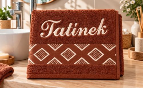 Froté ručník kolekce Diamant s výšivkou Tatínek Hnědá 50x100 cm