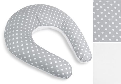 Povlak na kojicí polštář na zip puntík - šedá, bílá po obvodu 180 cm ( pouze povlak )