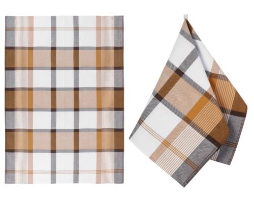 Kuchyňská utěrka 1 ks Hořčicová,Šedá,Bílá 50x70 cm