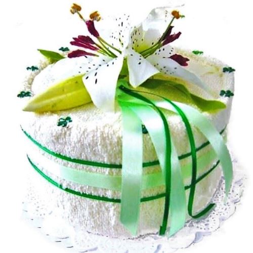 Veratex Textilní dort bílá lilie jednopatrový