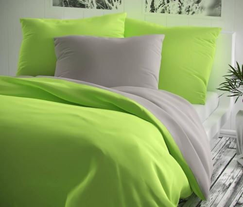 Přehoz na postel bavlna140x200 žlutozelený/šedý