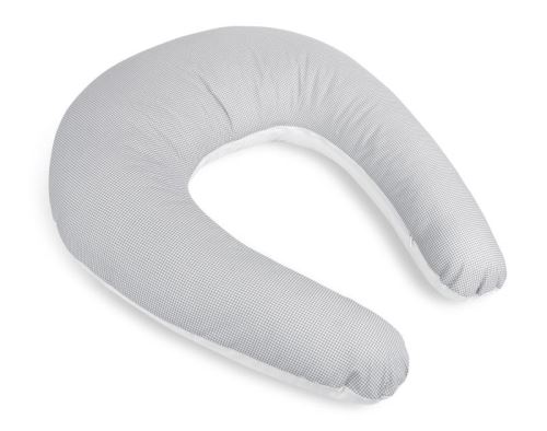 Kojicí polštář s povlakem na zip kostička - šedá, bílá po obvodu 180 cm
