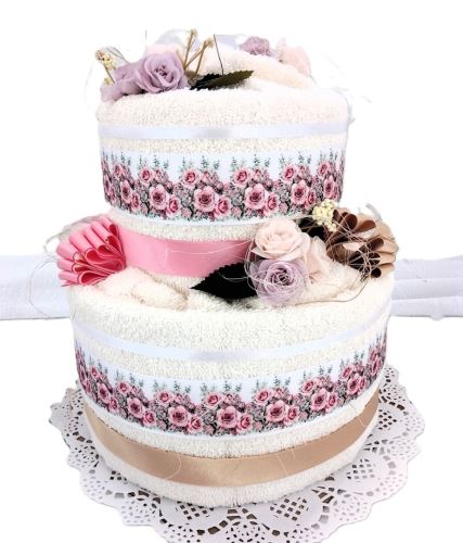 Veratex Textilní dort dvoupatrový - růžičky