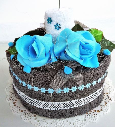 Veratex Textilní dort svícen šedo/modrý