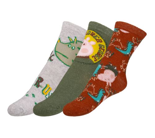 Ponožky dětské  Peppa - sada 3 páry khaki, hnědá, šedá