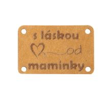 Nášivka "s láskou od maminky" papírová - balení po 6 ks hnědá 30x25mm Nášivka "s láskou od maminky" papírová - balení po 6 ks hnědá 30x25mm