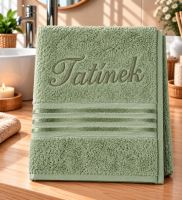 Froté ručník kolekce Linie s výšivkou Tatínek zelená 50x100 cm Froté ručník kolekce Linie s výšivkou Tatínek zelená 50x100 cm