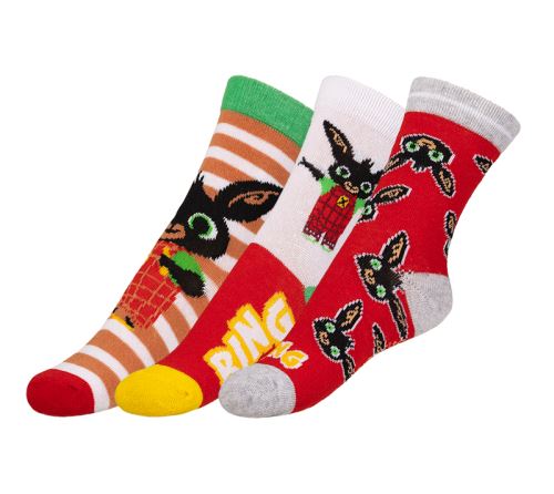 Ponožky dětské Bing - sada 3 páry červená, zelená, žlutá