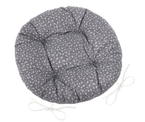 Sedák Adéla prošívaný kulatý šedý kvítek průměr 40 cm