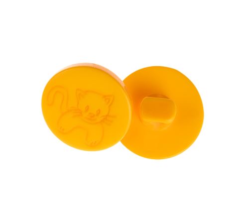 Knoflík - balení po 6 ks kočička - oranžová prům. 15 mm