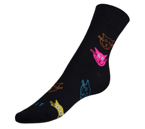 Ponožky Kočky barevné černá