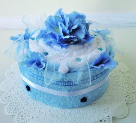 Veratex Textilní dort jednopatrový modrá růže
