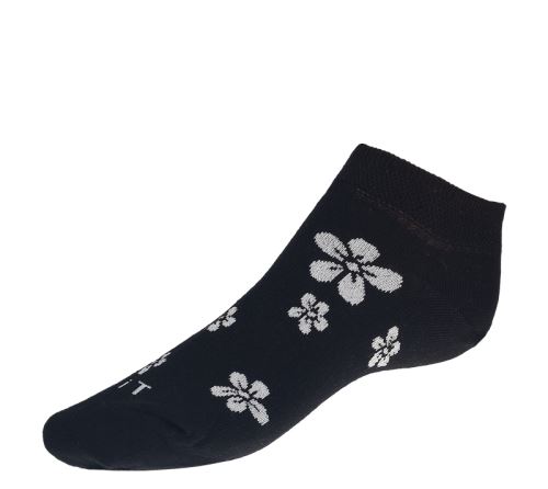 Ponožky nízké Kytka bílá černá, bílá