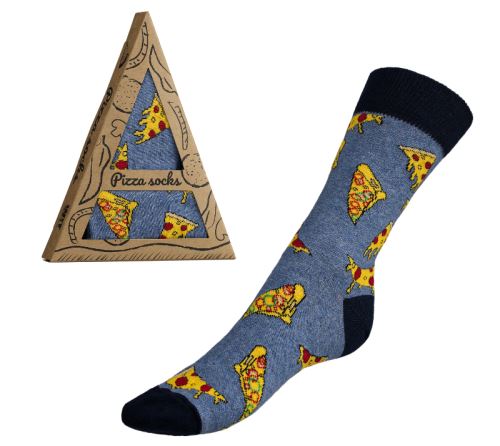 Ponožky Pizza dárkové balení modrá,žlutá
