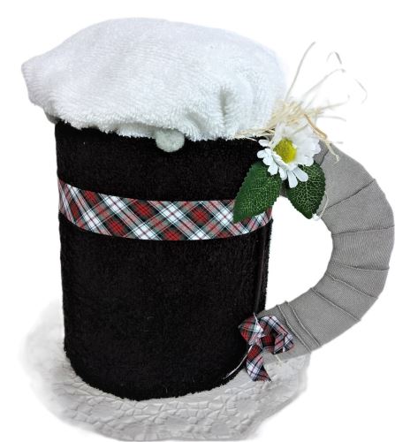 Veratex Textilní dort velké černé Pivo (ručník 50x100 + ručník 30x30cm)