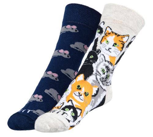 Ponožky dětské Kočka+myš šedá, oranžová