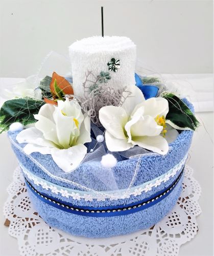 Veratex Textilní dort svícen modro/ bílý