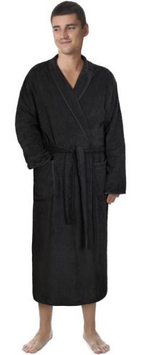 Froté župan pánský černý L (100% bavlna, 330 g/m2)