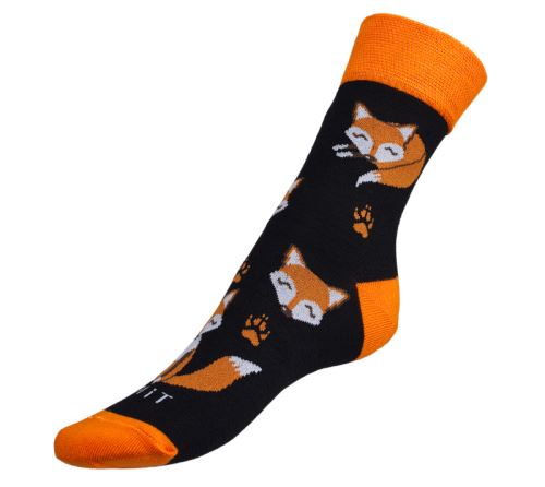 Ponožky Liška černá, oranžová