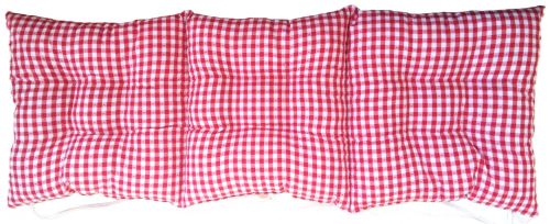 Sedák na lavici prošívaný 150 x 45 x 7,5cm tkaný kanafas červené srdíčko