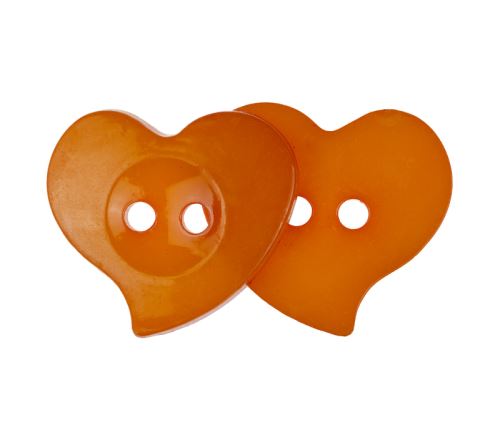 Knoflík srdce - balení po 10ks srdce oranžové prům.22 mm
