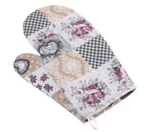 Kuchyňská chňapka patchwork love - vínová, šedá, béžová chňapka 28x18 cm Kuchyňská chňapka patchwork love - vínová, šedá, béžová chňapka 28x18 cm