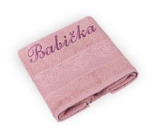 Froté ručník orchidea s výšivkou BABIČKA Růžová 50x100 cm (1)
