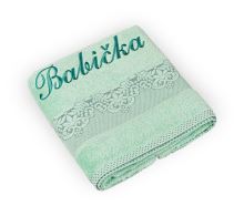 Froté ručník orchidea s výšivkou BABIČKA Zelená 50x100 cm (1)