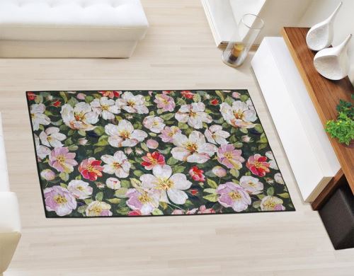 Koberec - běhoun 3D tisk květy šíře 80 cm , délka 120 cm
