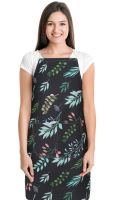Kuchyňská zástěra ADÉLA Lístky na černé zástěra 67x84 cm Kuchyňská zástěra ADÉLA Lístky na černé zástěra 67x84 cm