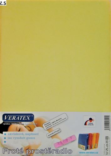 Froté prostěradlo 100x200/25cm (č. 5-sv.žluté)