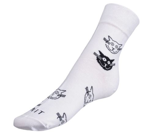 Ponožky Kočky bílé bílá, černá