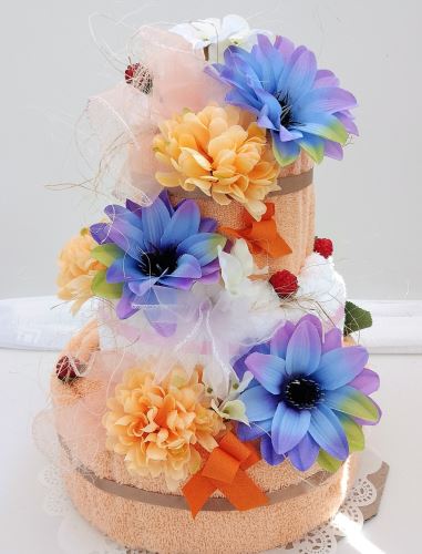 Veratex Textilní dort - třípatrový / fialkový květ