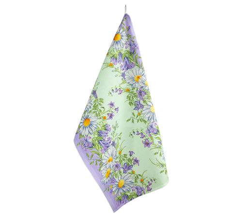 Kuchyňská utěrka květy - fialová, zelená 50x70 cm - 1ks