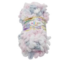 Příze PUFFY color bílá, šedá, světle růžová 100g / 9 m Příze PUFFY color bílá, šedá, světle růžová 100g / 9 m